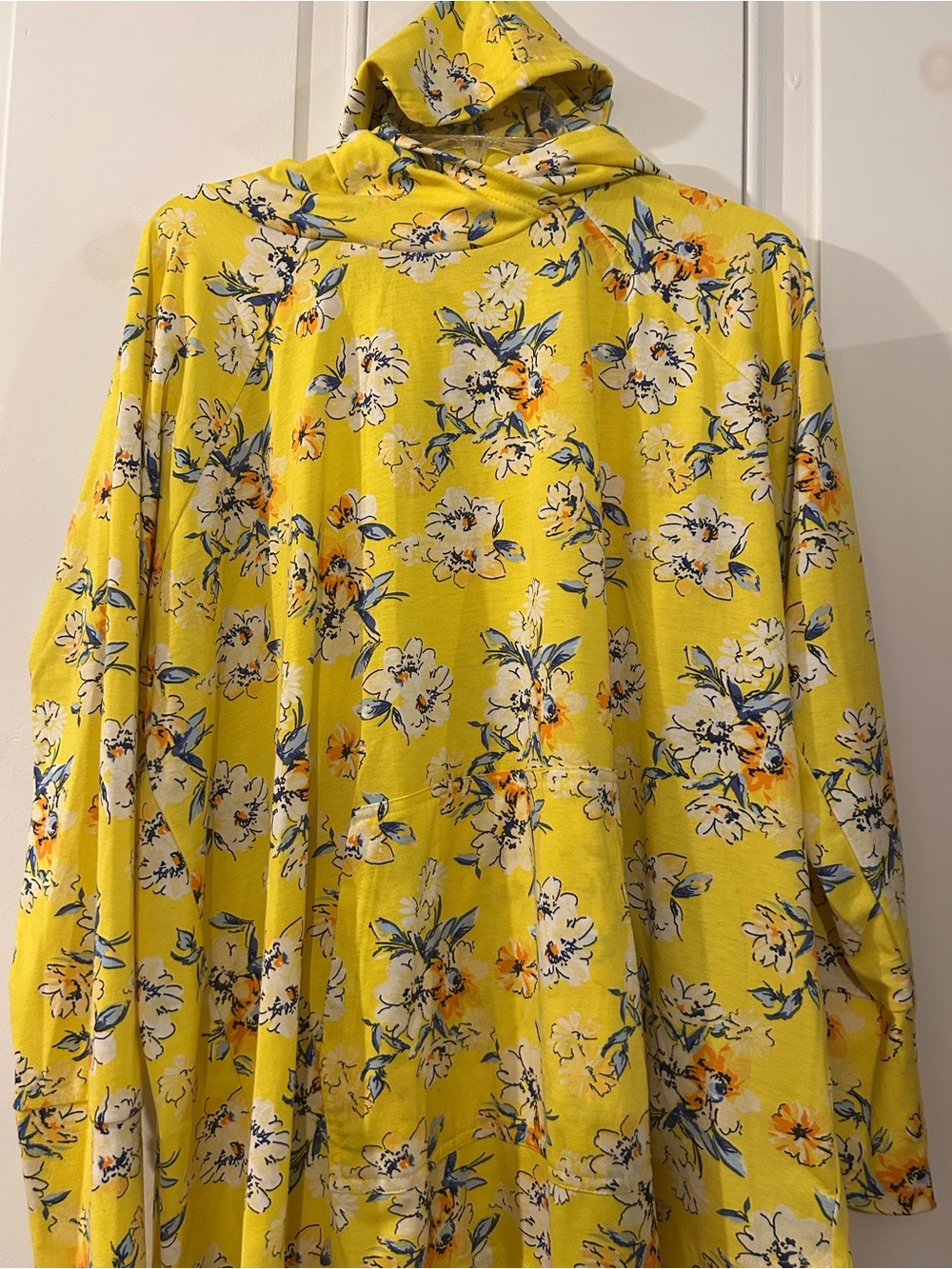 LuLaRoe Yellow Floral Hoodie Dress
